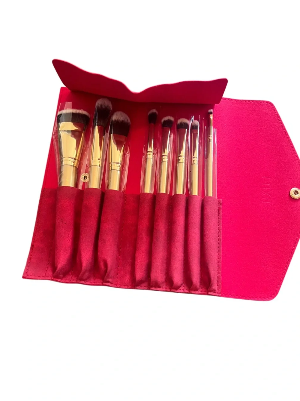 luxie 8 piece Gold-Handled Makeup Brush Set with Pink Case